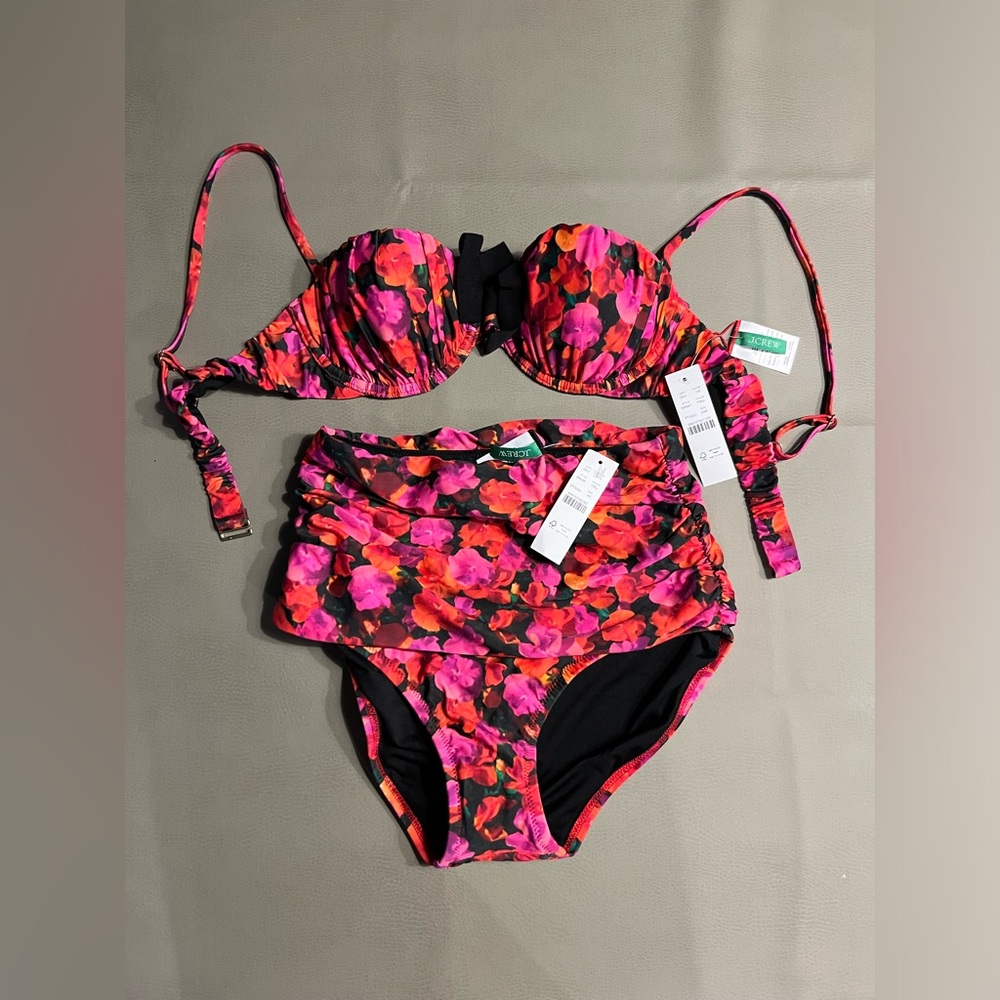 J.Crew ruched balconette bikini in pansy floral